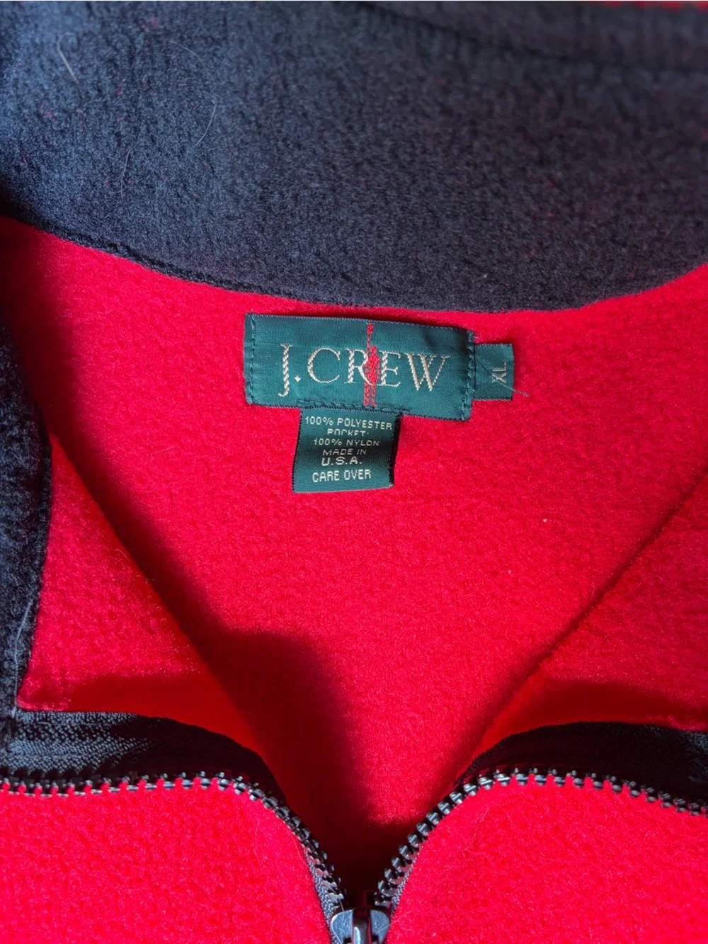 J. Crew Men’s Red Quarter-Zip Fleece with Black Collar